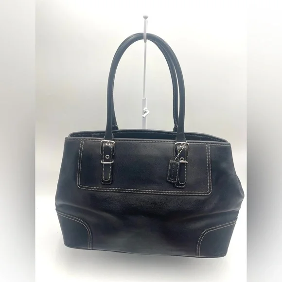 Coach Hampton EUC Black Leather Tote Bag - Picture 1 of 13